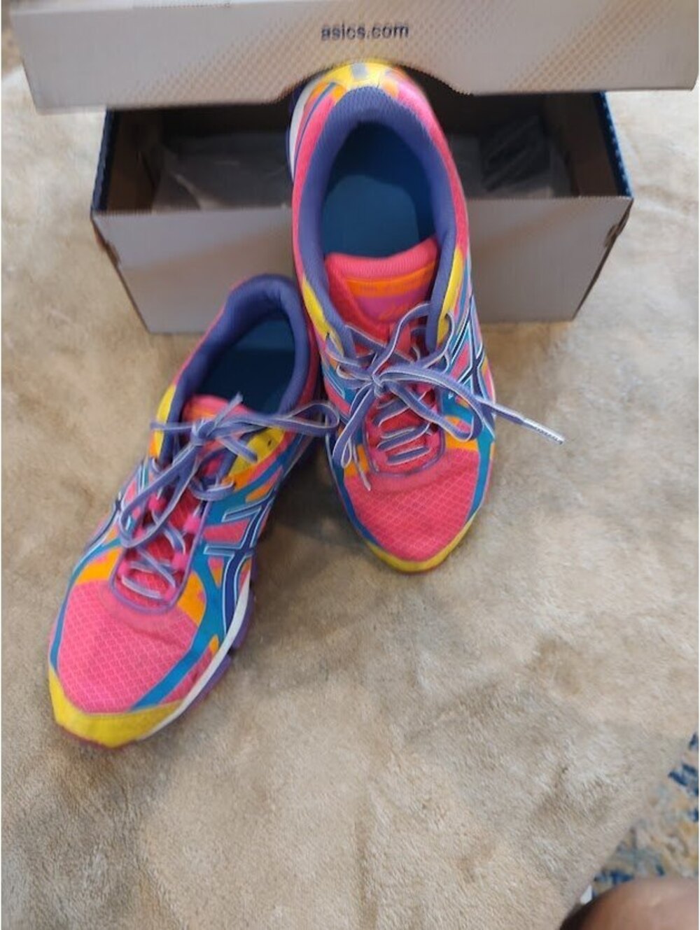 ASICS Women's Running Shoes Pink Blue Yellow Size 9.5